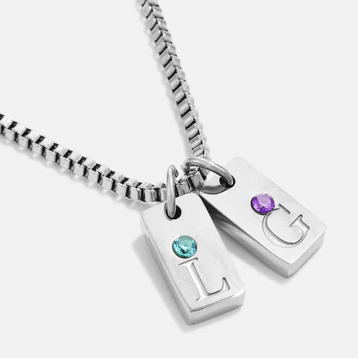 Personalisierte Kette - Geburtsstein & Initialen