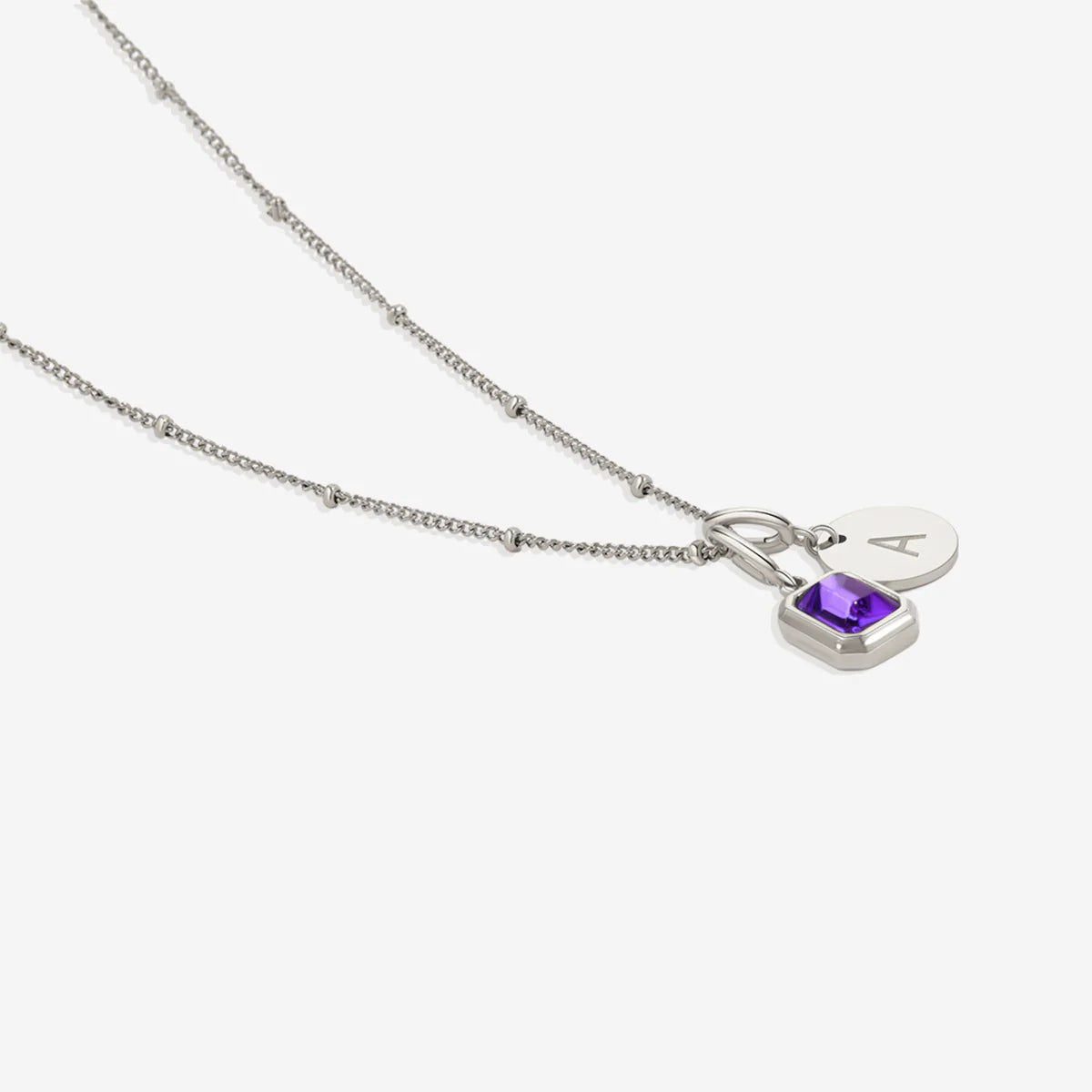 Personalisierte Kette - Geburtsstein & Initialen