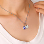 Personalisierte Kette - Geburtsstein & Initialen