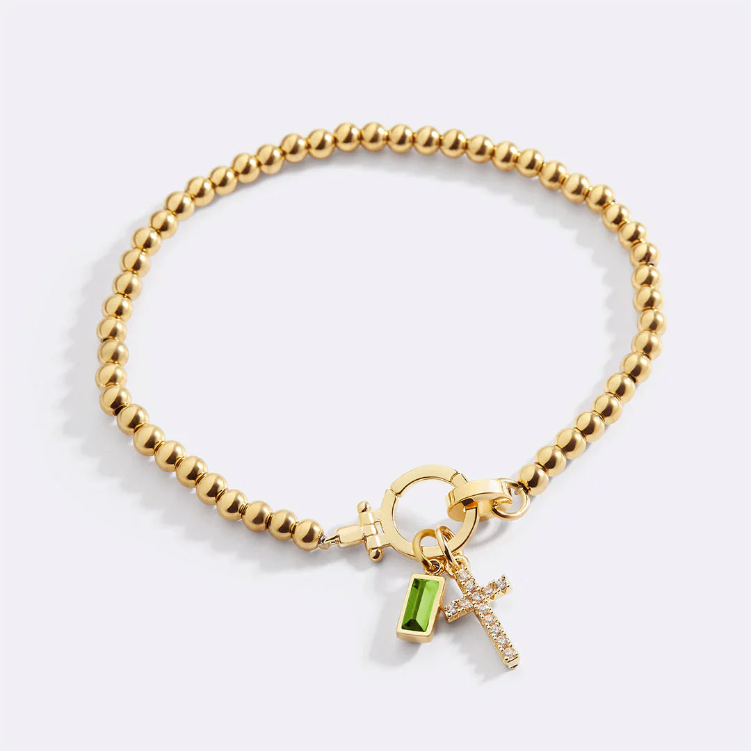 Personalisierte Armband mit Kreuz & Geburtsstein