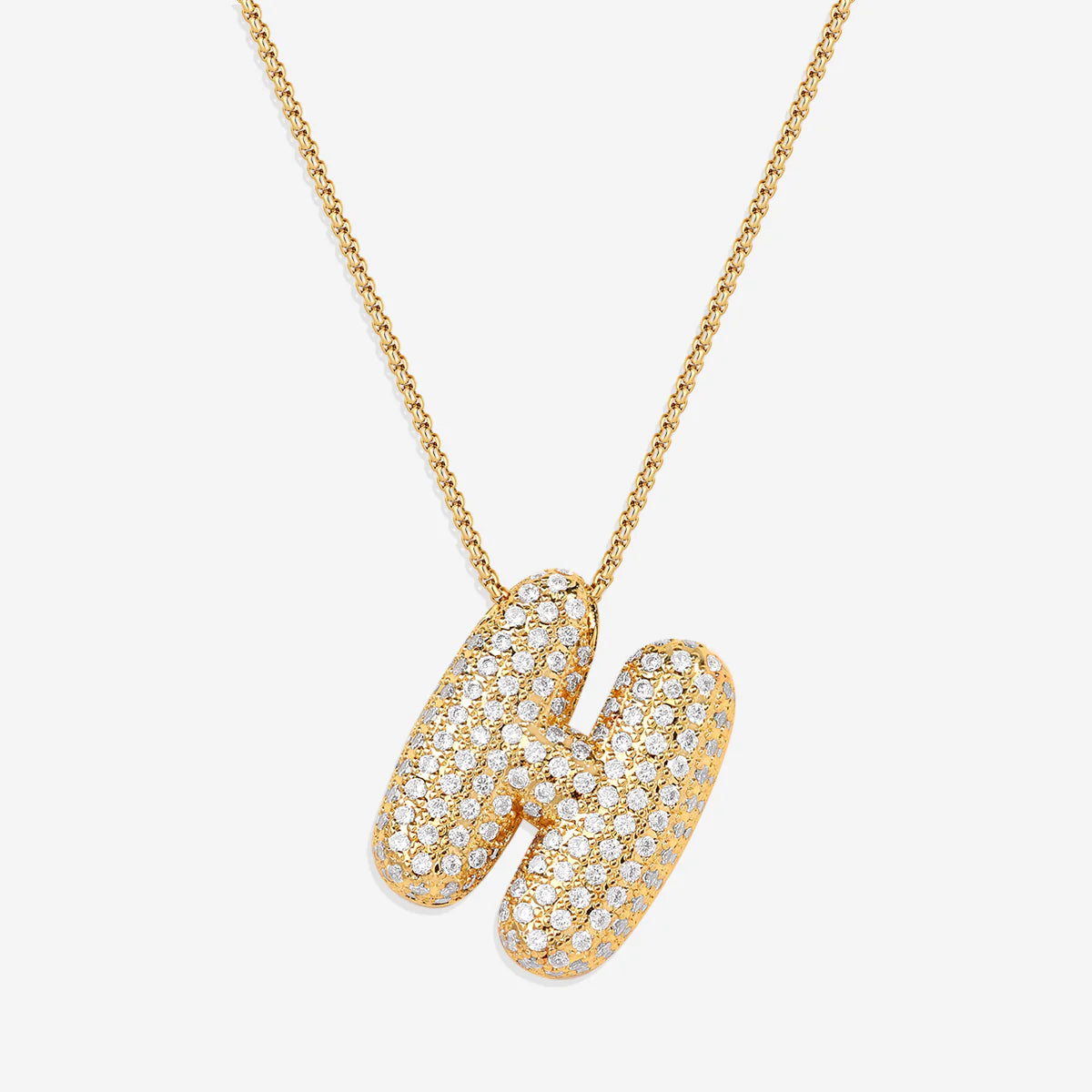 Pavé-Bubble-Initialen-Kette