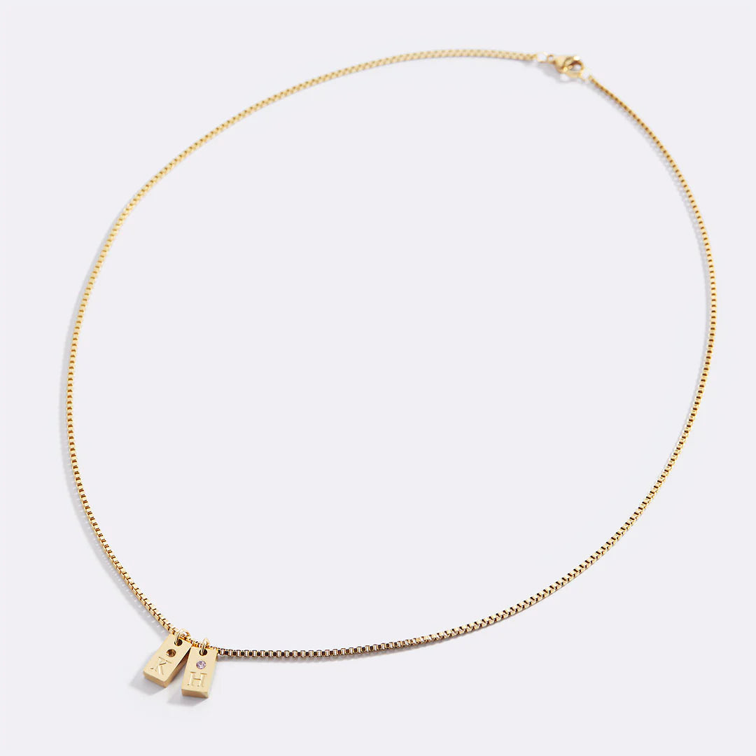 Personalisierte Kette - Geburtsstein & Initialen