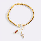 Personalisierte Armband mit Kreuz & Geburtsstein