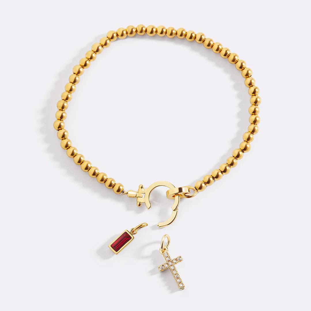 Personalisierte Armband mit Kreuz & Geburtsstein