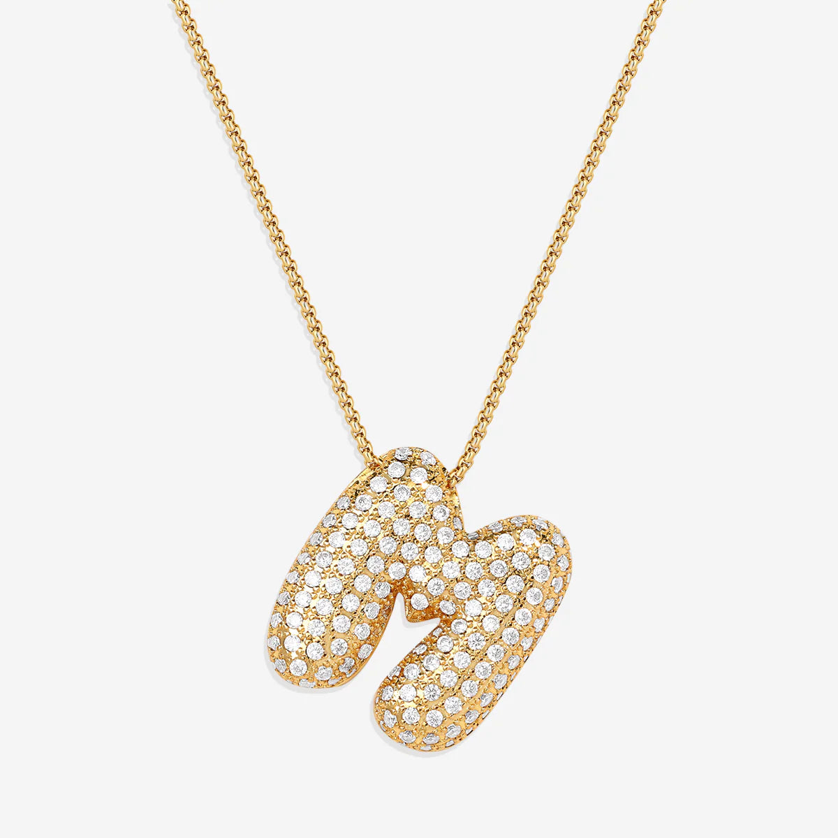 Pavé-Bubble-Initialen-Kette