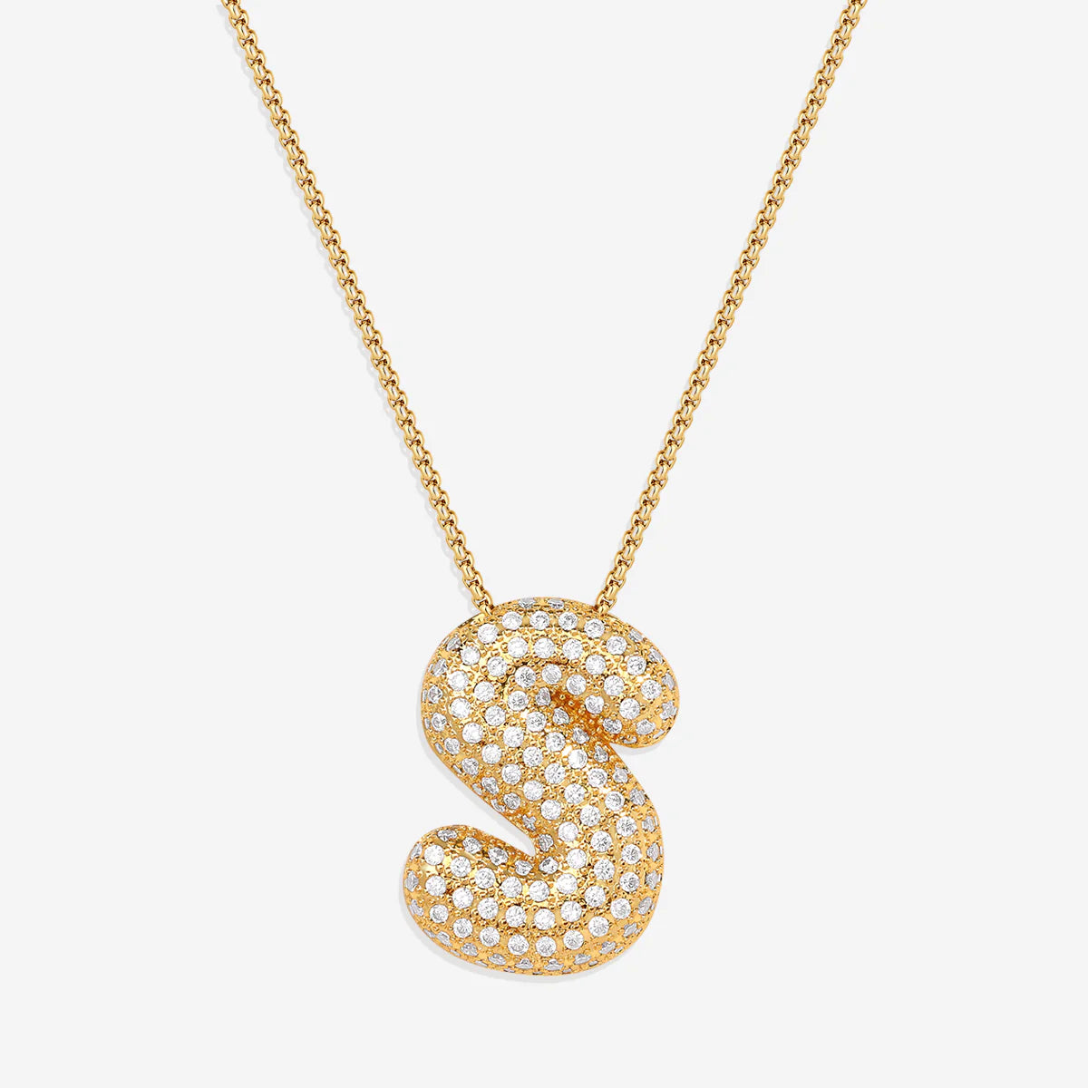 Pavé-Bubble-Initialen-Kette